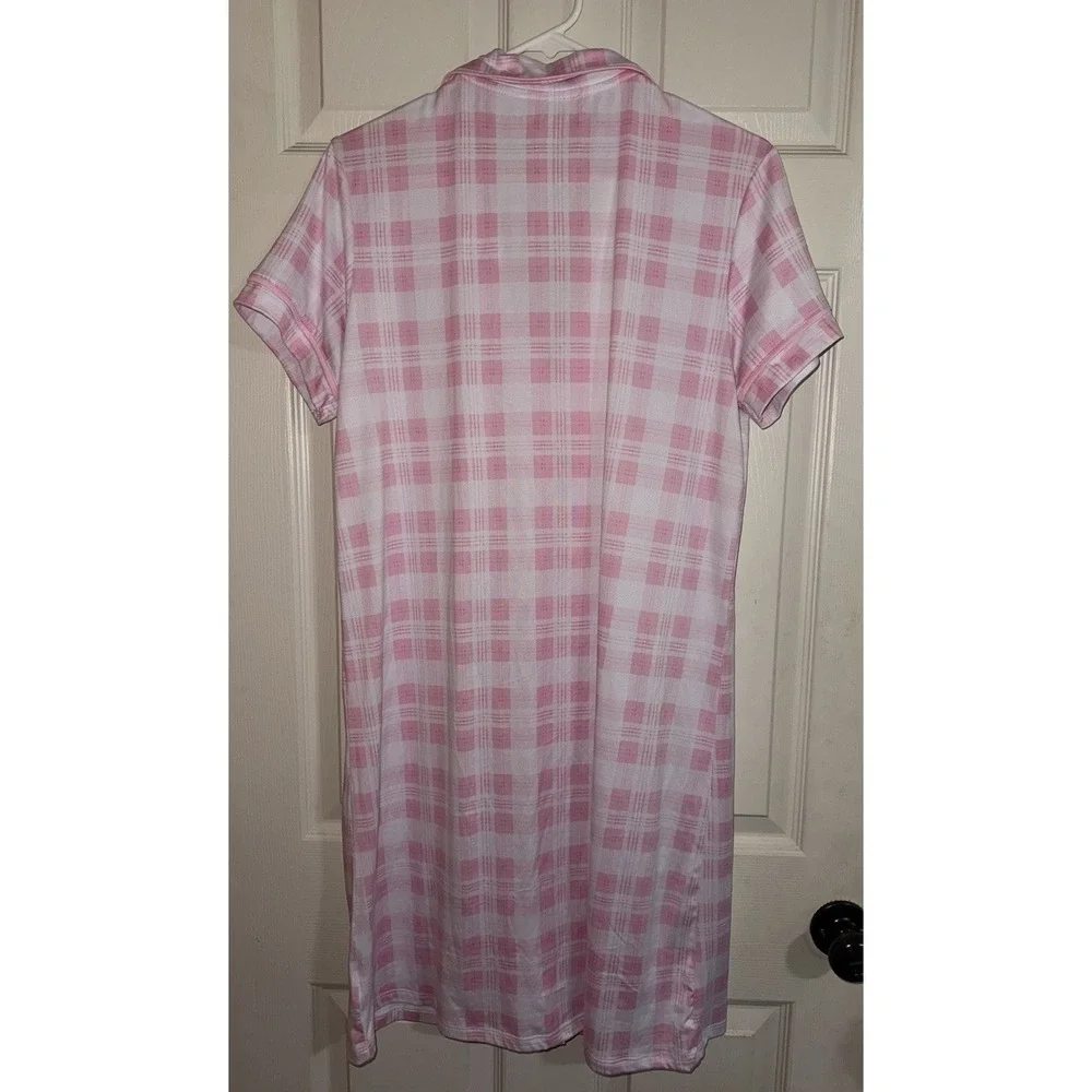 Draper James‎ Pajama shirt  Womens M Pink White Plaid Stretch